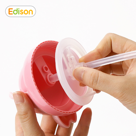 Edison No-spill 3D(Dual Stainless) Straw Cup 2 Silicone Straw Set